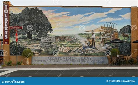 Mural Depicting The Time Of The Founding Of Grapevine Texas In 1844 In ...