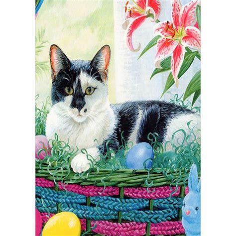 $5.99 - Easter Eggs Basket Cat And Flowers Decor Garden Flag House Flag Yard Banner #ebay #Home ...