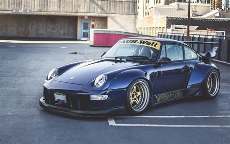 Porsche 993 RWB, sports coupe, tuning, exterior, blue sports car ...