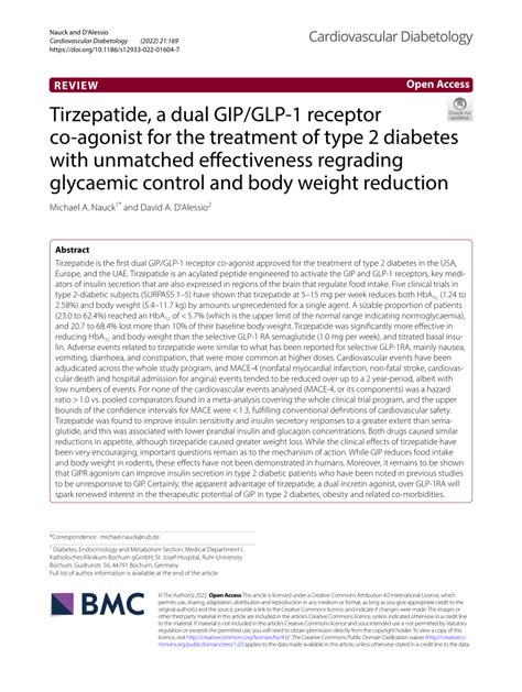 (PDF) Tirzepatide, a dual GIP/GLP-1 receptor co-agonist for the ...