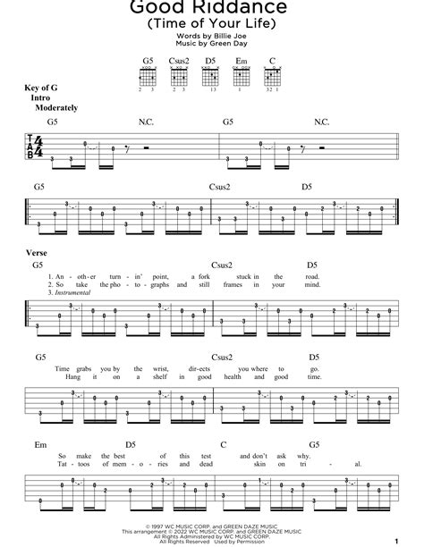 Good Riddance (Time Of Your Life) by Green Day - Guitar Rhythm Tab - Guitar Instructor