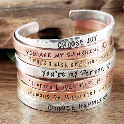 Inspirational Cuff Bracelets Quote Bracelets for Women | Etsy