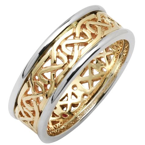 Irish Wedding Ring - Mens Celtic Knot Narrow Pierced Sheelin Wedding ...