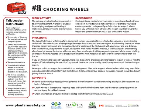 Chocking Wheels – Canadian Agricultural Safety Association