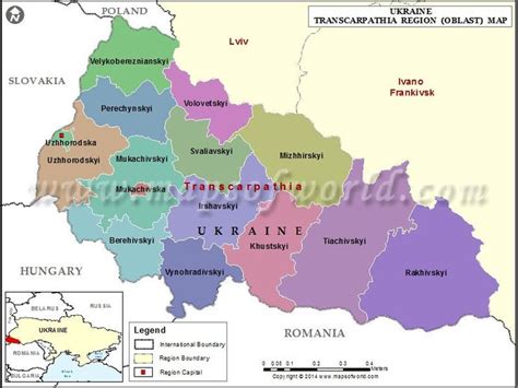 Transcarpathia Map, Map of Transcarpathia Region (Oblast), Ukraine | Map, Administrative ...