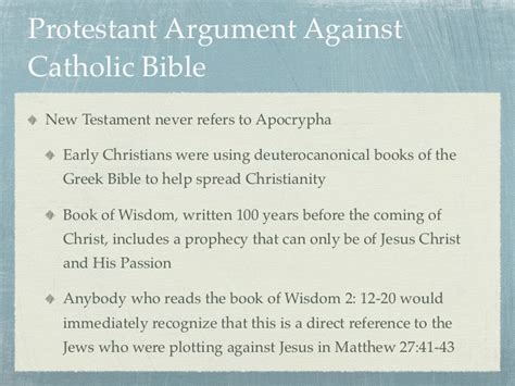 Catholic vs. Protestant Bible Slides