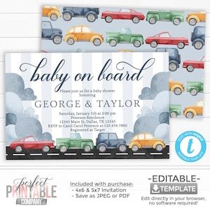 Vintage Car Baby Shower Invitation Transportation Baby Shower - Etsy