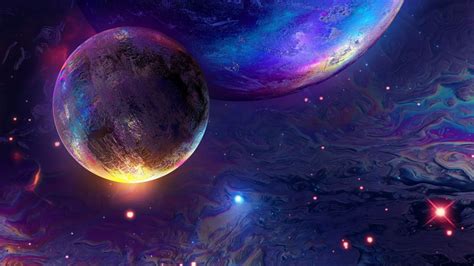 Desktop Wallpaper Planets, Colorful, Fantasy, Art, Hd Image, Picture, Background, 379de4