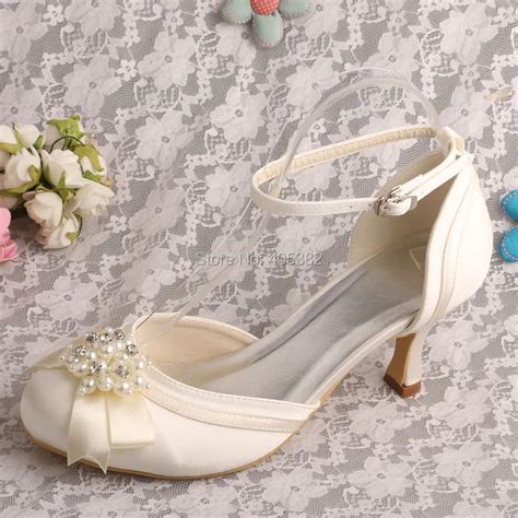 Custom Handmade Off White Satin Shoes Women Summer for Wedding Medium ...