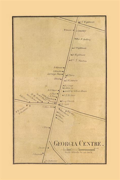 Georgia Centre, Vermont 1857 Old Town Map Custom Print - Franklin Co ...