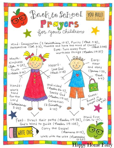 Back to School Prayers For Your Kids - FREE Printable - Happy Home ...