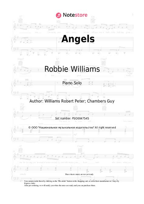 Robbie Williams - Angels piano sheet music in Note-Store.com | Piano.Solo SKU PSO0047545