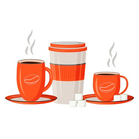 Coffee or tea cups cartoon vector illustration 1907005 Vector Art at ...