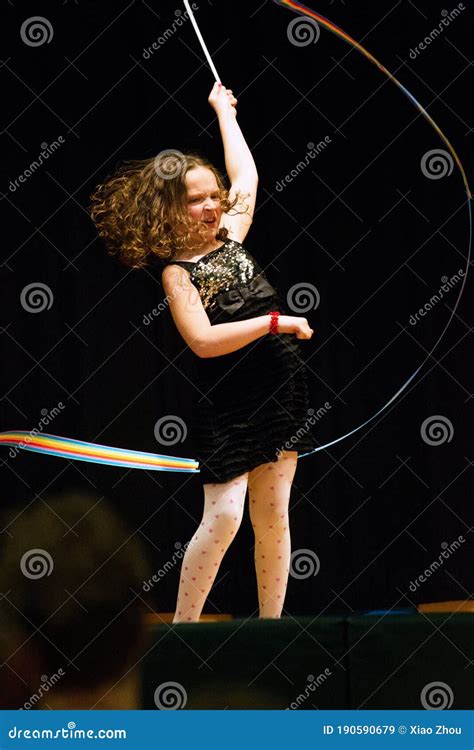 Young Girl Doing Ribbon Dance Stock Image - Image of male, blue: 190590679