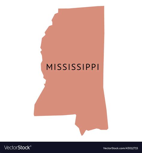 Mississippi state plain map Royalty Free Vector Image