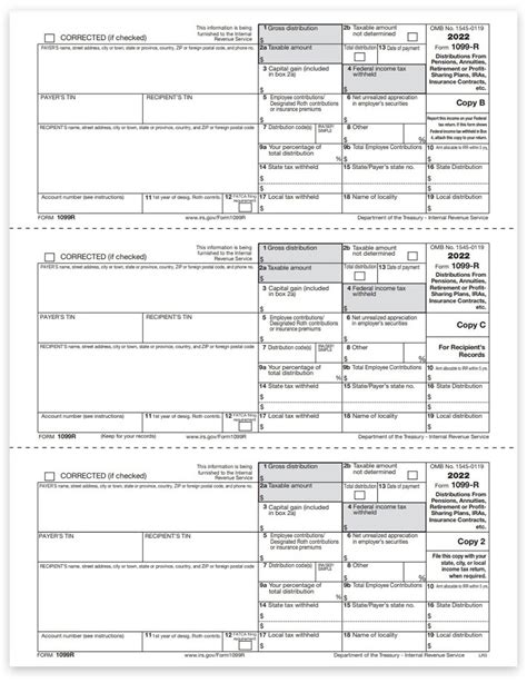 1099R Tax Forms 2022 3up Copy B-C-2 Recipient - DiscountTaxForms