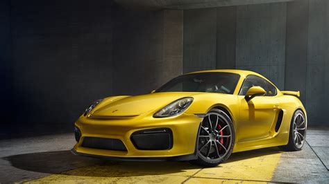 Stunning Yellow Porsche Cayman GT4 HD Wallpaper