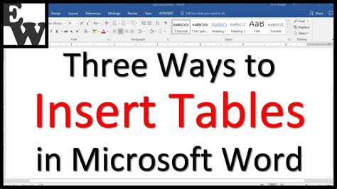 Three Ways to Insert Tables in Microsoft Word - YouTube