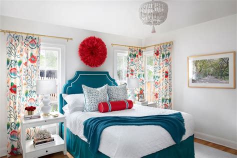 Teal and Red Bedroom Design Austin TX | Interior, Bedroom red, Red ...