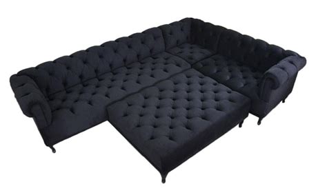 Claridon- Elegant Chesterfield Studded Velvet Corner Sofa Bed – Belle Fierté