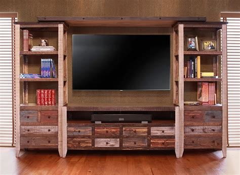 IFD Furniture | 964 Antique Multicolor Rustic Entertainment Center | Dallas Designer Furniture