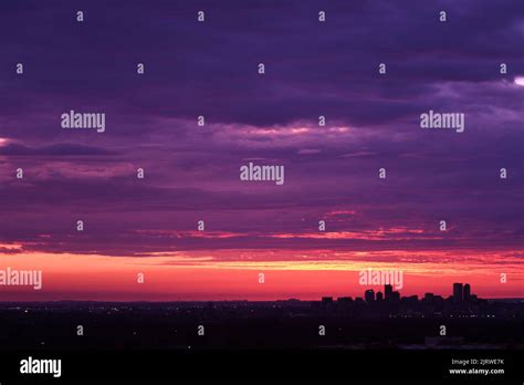 Denver, CO skyline at sunrise Stock Photo - Alamy