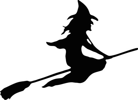 Witch Riding Broom Silhouette Smoothed - Openclipart