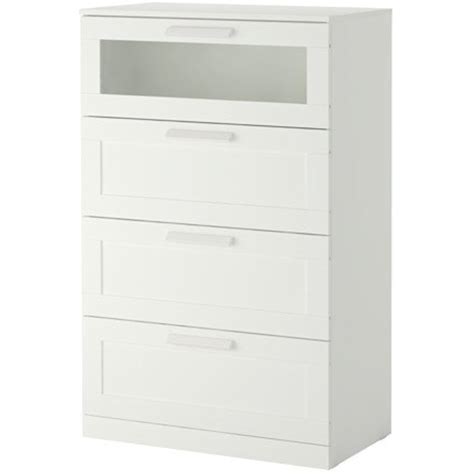 Ikea 4-drawer dresser, white, frosted glass Size 30 3/4x48 7/8 ...