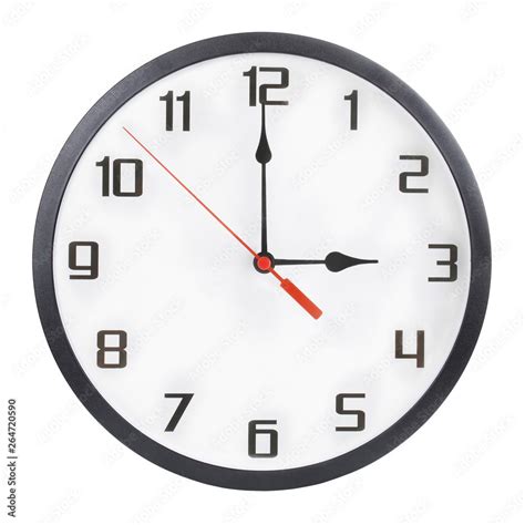 Wall clock isolated on white background. 3 p.m. or 3 a.m Stock Photo | Adobe Stock