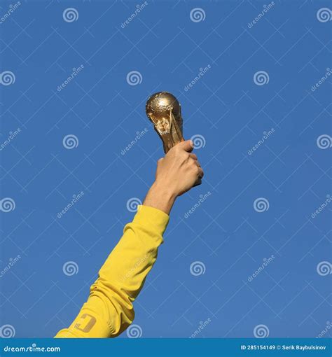 Football world cup in hand editorial stock image. Image of game - 285154149