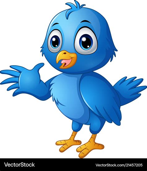 Cute blue bird cartoon Royalty Free Vector Image