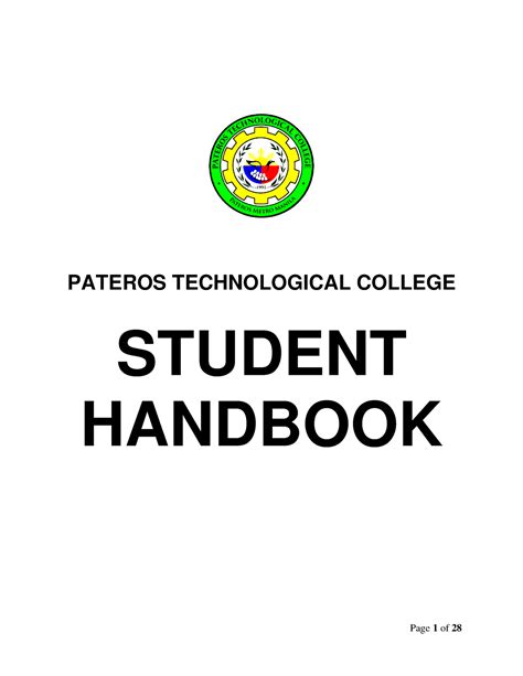 PTC- Student- Handbook - PATEROS TECHNOLOGICAL COLLEGE STUDENT HANDBOOK FOREWORD PATEROS - Studocu