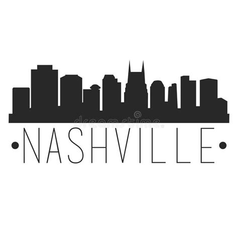 Nashville Skyline Black And White Outline Clipart