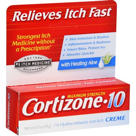 Cortizone 10 Maximum Strength Anti-Itch Creme with Healing Aloe, 0.5 Oz. - Walmart.com