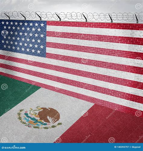 Mexico United States Border Wall Stock Illustration - Illustration of ...