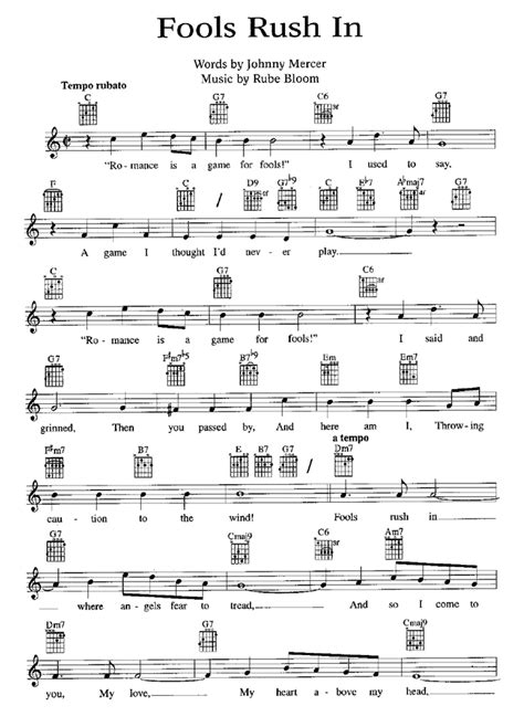 FOOLS RUSH IN Sheet music | Easy Sheet Music