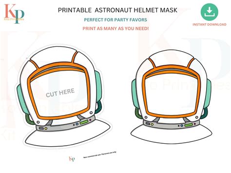 Printable Space Astronaut Helmet Mask Birthday Party Galaxy Favor ...