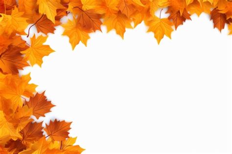 Premium AI Image | Vibrant Autumnal Charm Orange Fall Leaves Border Stand Out Isolated on a ...