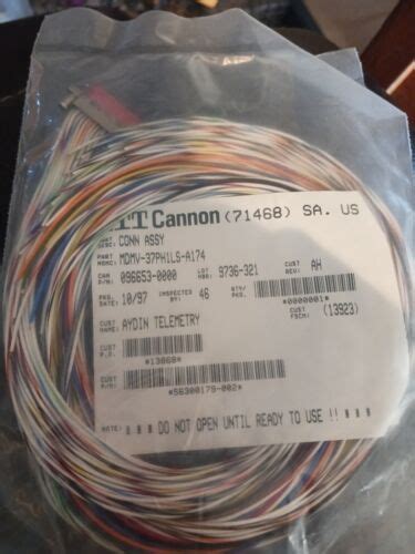 ITT-CANNON MDMV-37PH1LS-A174 CABLE 36" MIL-STD-681 Wire Color Code LOW ...