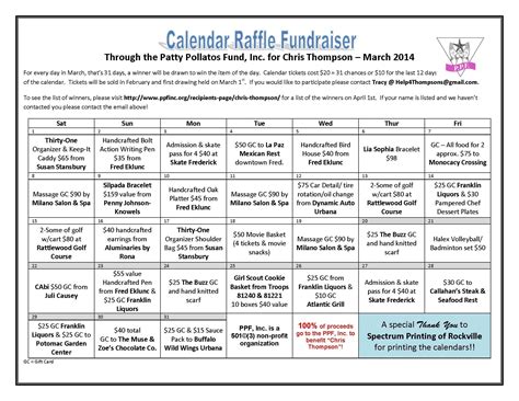 Free Lottery Calendar Fundraiser Template | Calendar Template 2024-2025