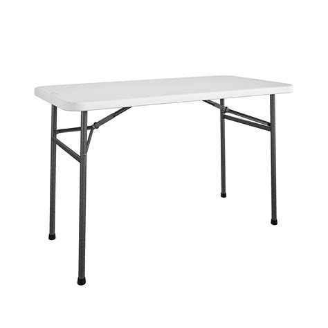 COSCO 4 ft. Straight Folding Utility Table, White, Indoor & Outdoor, Portable Desk, Camping ...