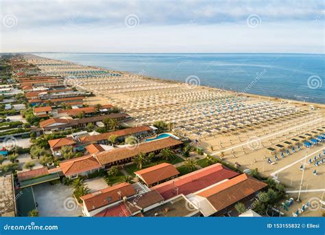 Aerial View of the Marina Di Pietrasanta Beach in the Early Morning, Tuscany, Italy Stock Photo ...