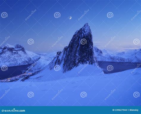 Mountain Segla, Senja Islands, Norway. High Mountains at the Winter ...