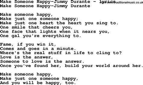 Love Song Lyrics for:Make Someone Happy-Jimmy Durante