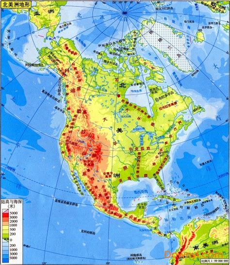 北美洲地形图中文版全图下载-北美洲地形图全图高清版下载免费版-当易网