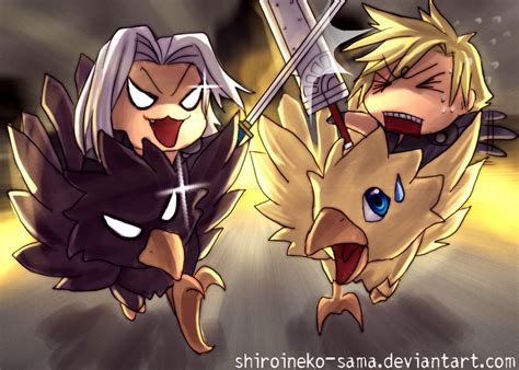 Cloud Vs Sephiroth on Chocobos - Sephiroth Fan Art (14792277) - Fanpop