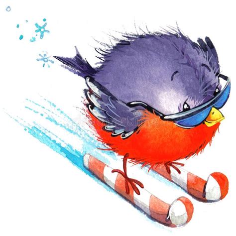 Download Funny Christmas Bird. Watercolor Illustration Stock Illustration - Illustration of ...