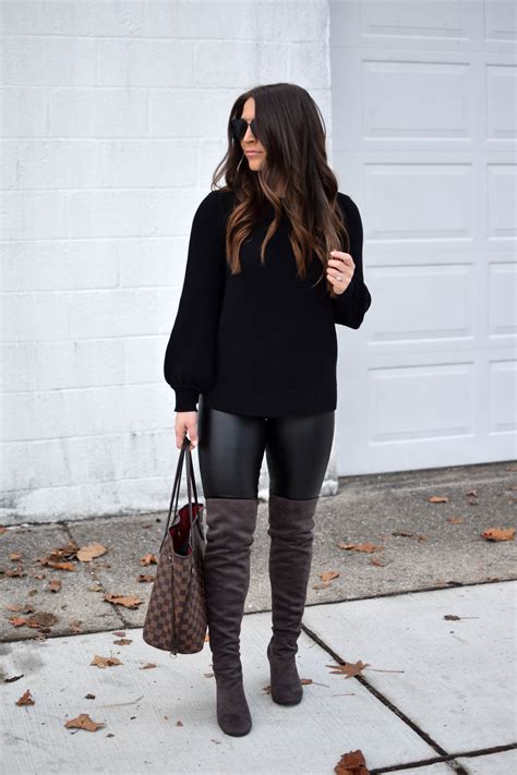 faux leather leggings casual outfit