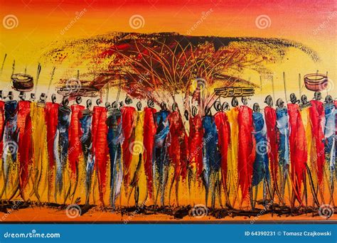 Typical Kenyan Painting For Tourists Editorial Photo - Image: 64390231