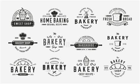 Bakery, Pastry Shop Logo Set. Stock Vector - Illustration of label ...